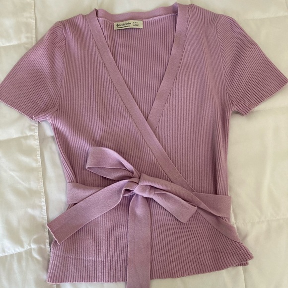 stradivarius Tops - Purple wrap top